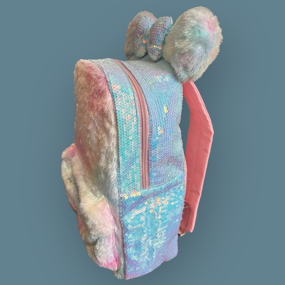 Disneyland Fuzzy Sequins Tie Dye Backpack Ears Furry Pastel Disney - Picture 5 of 6